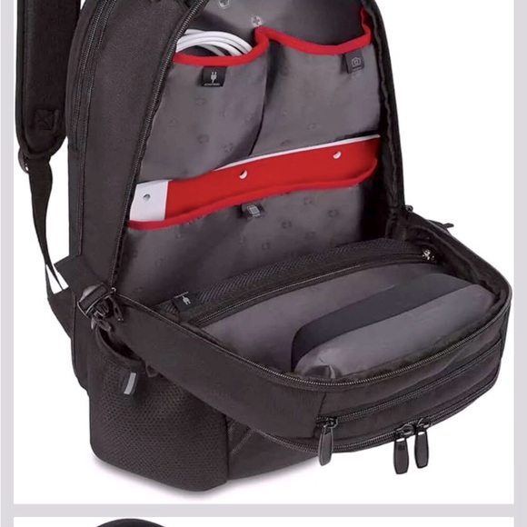 SwissGear Black Laptop Backpack with Red Accents - Picture 7 of 12